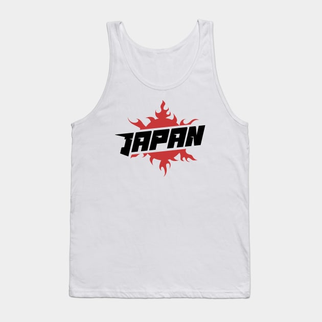 Japan logo badge fire sun emblem typography Tank Top by SpaceWiz95